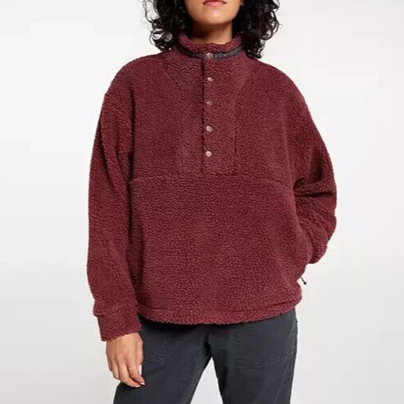 NWT Alpine Designs | Sherpa Pullover Dark Auburn 1/4 Snap Front Jacket Large - Picture 1 of 11